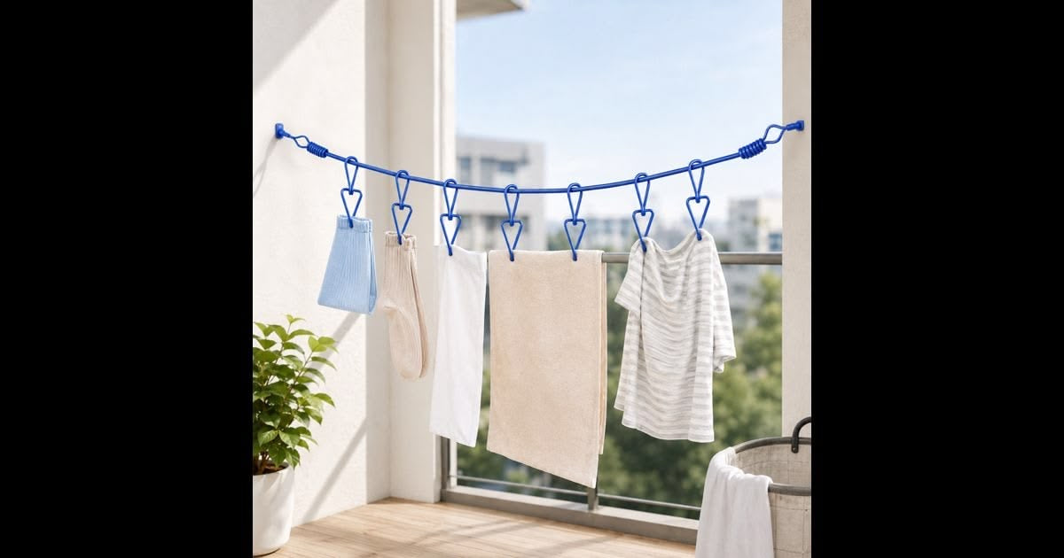 Portable Travel Clothesline with Clips